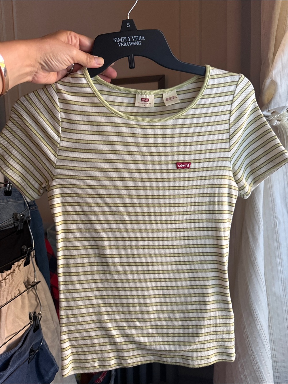 Levi's Short-Sleeve Olive & White Striped Crew Tee